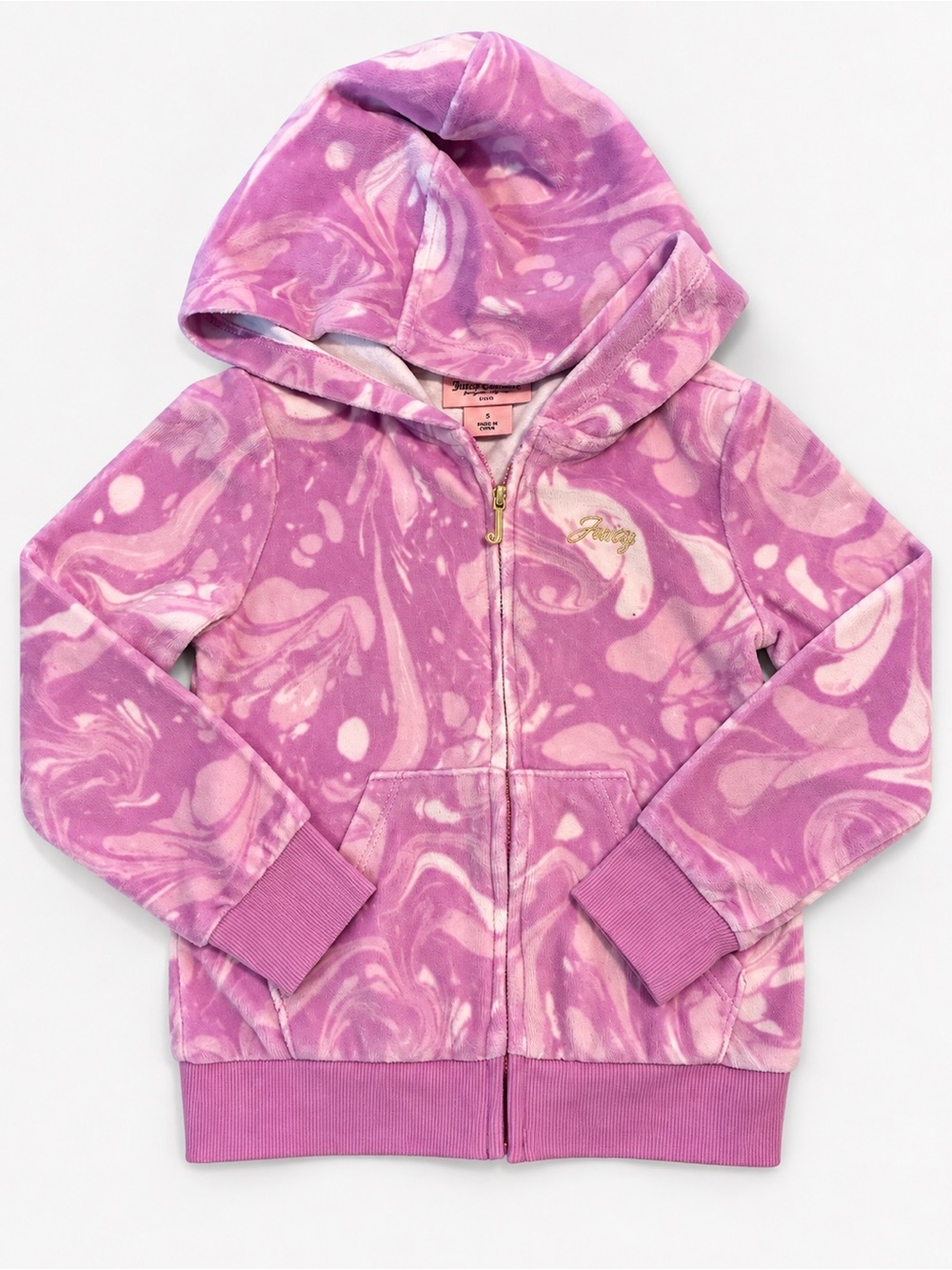 Juicy Couture Pink Marble Zip-Up Hoodie for Kids